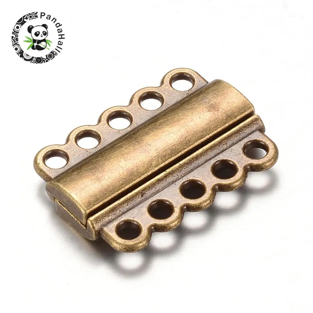 Alloy Clasps, Rectangle, Antique Bronze, 21x29x6mm, Hole 2