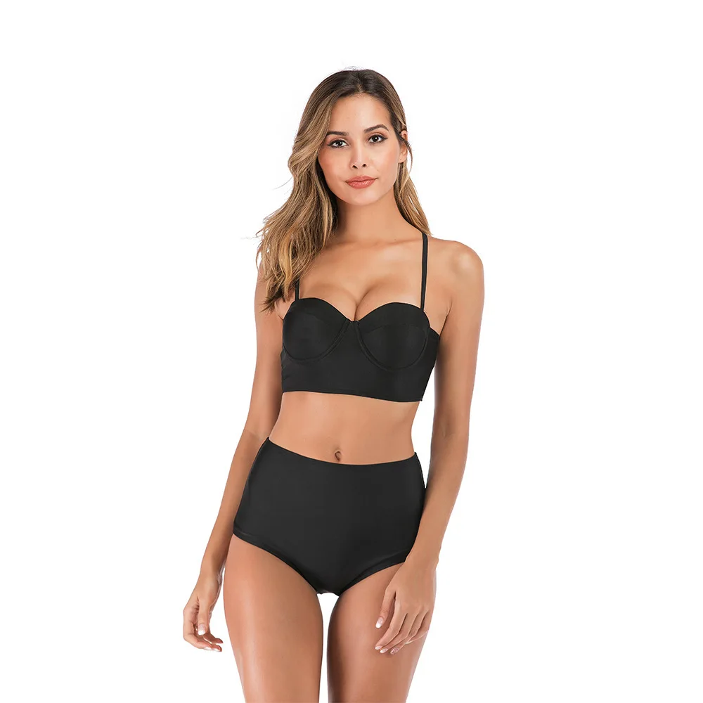 

Swimwear Women High Waist Swimsuit Two Piece Solid Push Up Bikini Sets Mujer Biquini Maillot De Bain Femme Bathing Suit Female
