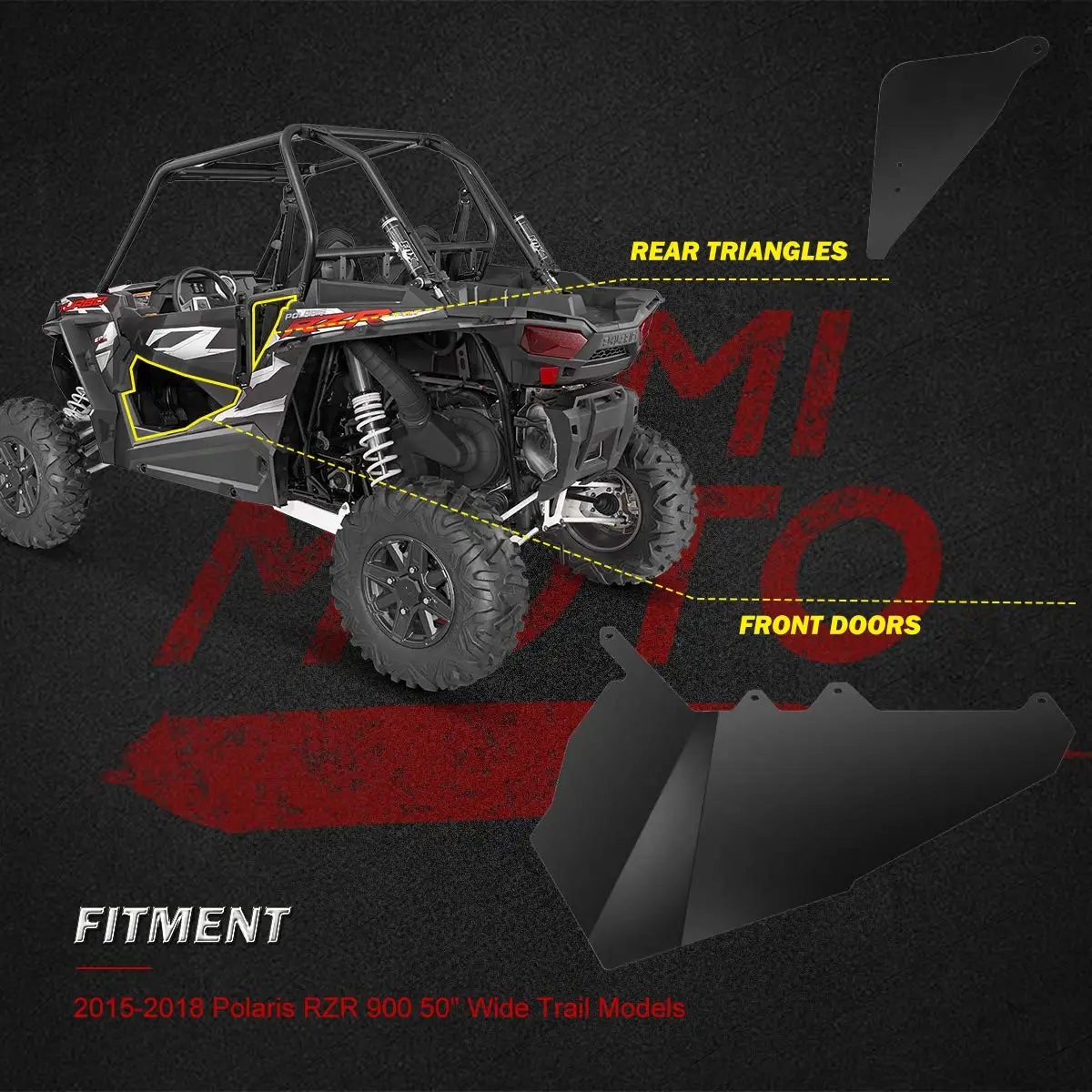 KEMIMOTO для Polaris RZR XP 1000-4 900-4 Turbo 4 двери- четыре нижние двери вставные панели комплект с маленькими треугольниками