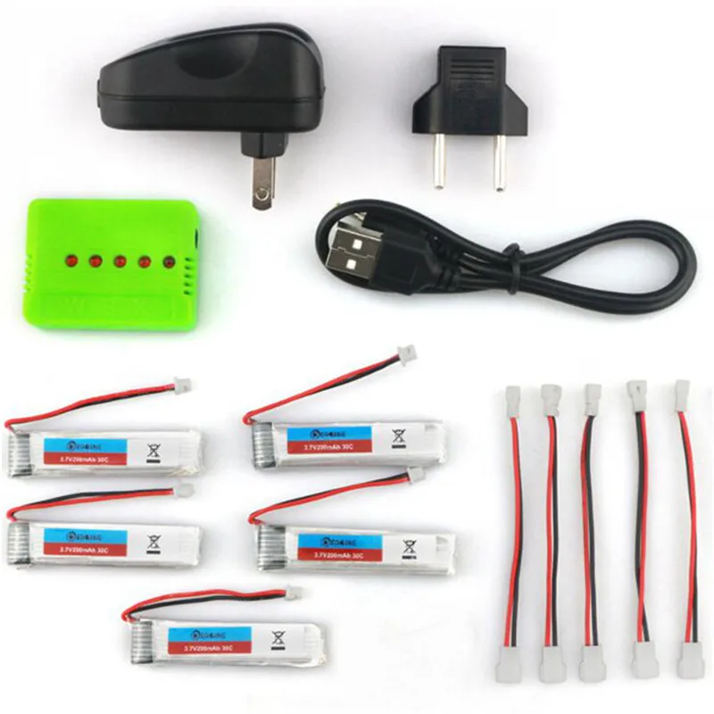 

New Arrival 5PCS Eachine 3.7V 200mah 30C Lipo Battery With Charger For RC Quadcopter