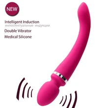 2017 New Intelligent Induction Vibrator for Woman Double Vibrating Dildo Vibrator Magic Wand Sex Toys for Women Couples Flit