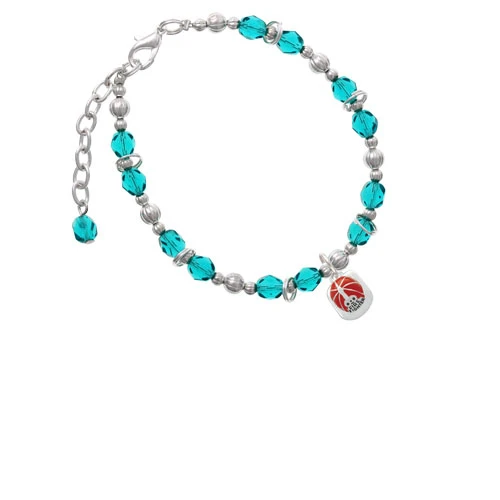 Red Enamel Firefighter Helmet Teal Beaded Bracelet