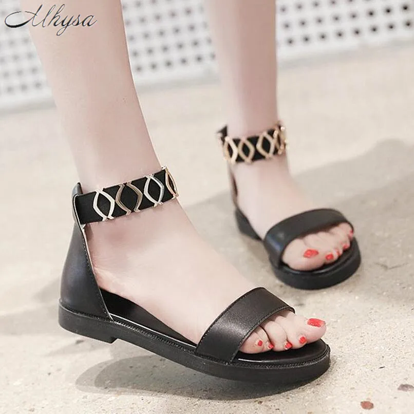 

Mhysa 2019 New Sandals Women Summer Elastic band Shoes Peep-toe Flat Shoes Roman Sandals Ladies Flip Flops casual Sandal T290