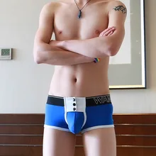 3 шт./партия, новинка, WJ, мужские боксеры, undrwear, хлопок, широкие, хлопок, пояс на пуговицах, u, сумки, мягкие, сексуальные, боксеры, 7 цветов