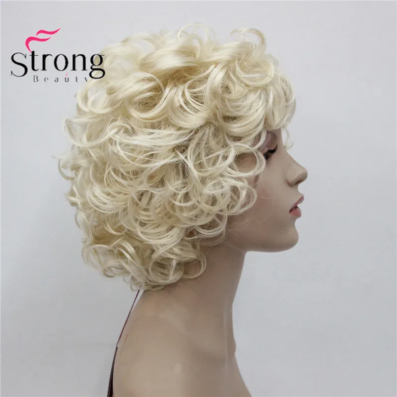 StrongBeauty короткий Мягкий Лохматый слоистый милый блонд кудрявый волнистый короткий синтетический Женский Повседневный Полный парик