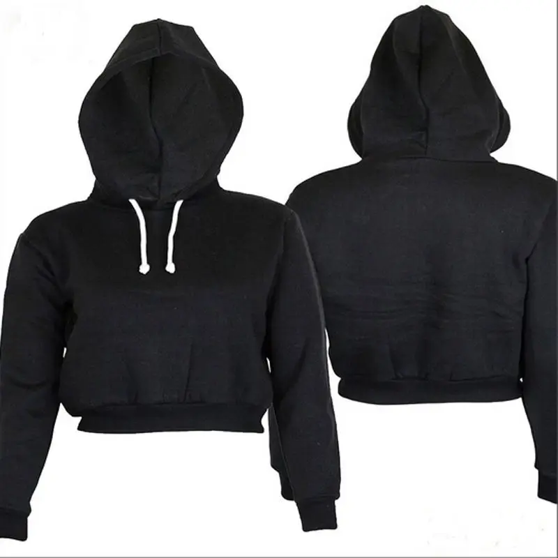 Кроп Топ женский однотонный с капюшоном 3 цвета размеры 6 16|hoodie sweatshirt|fashion