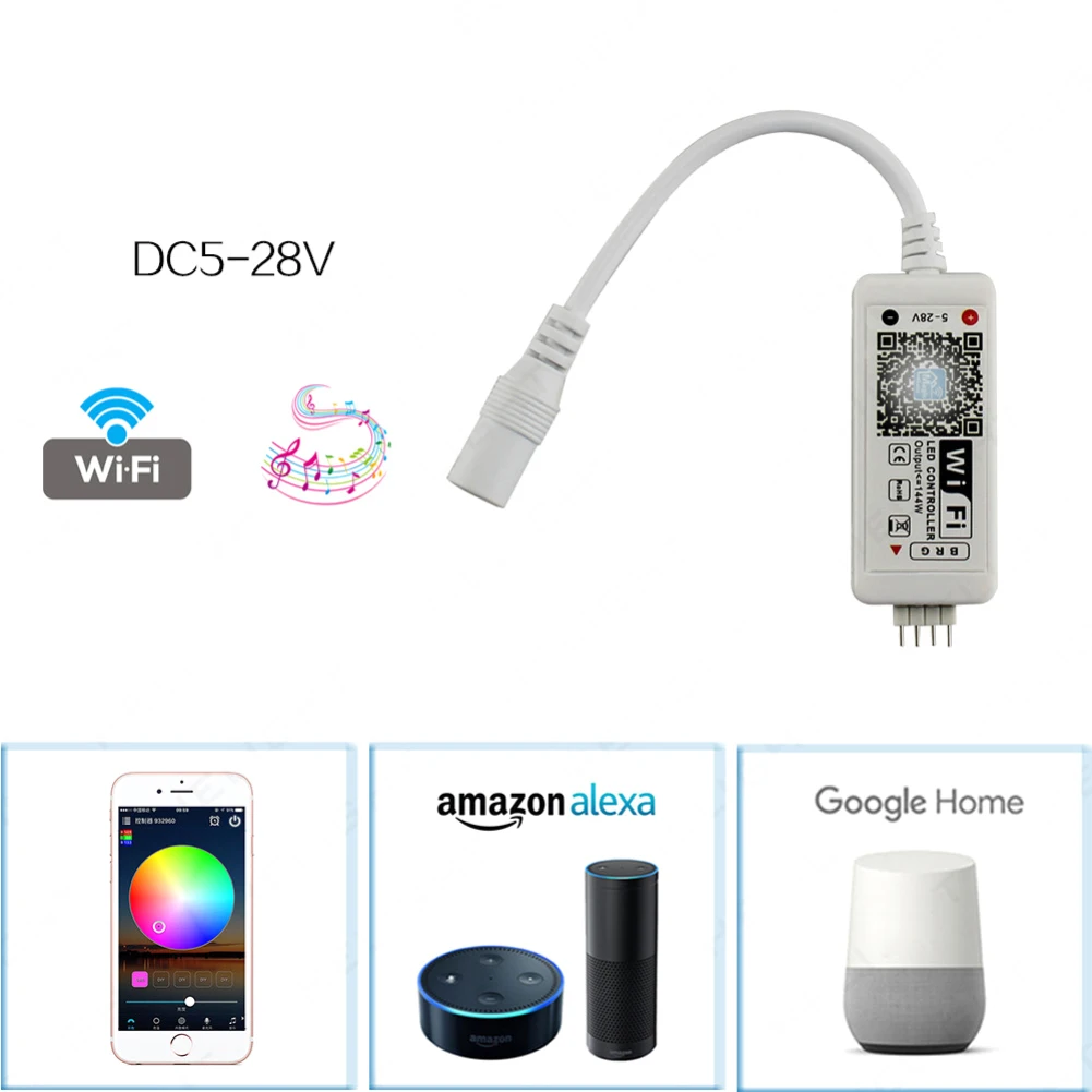 

WiFi wireless LED intelligent controller Alexa Google home compatible with colorful RGB lights with controller DC12V24V