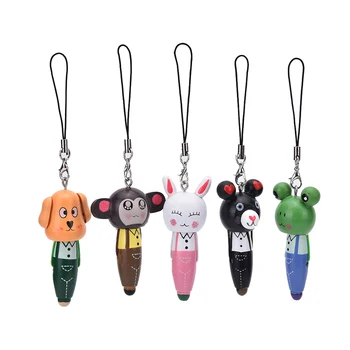 

1PC Useful & Cute Cartoon Animals Short Pens Mobile Phone Pendant Wood Ballpoint Pen Wholesale Bag Accessories