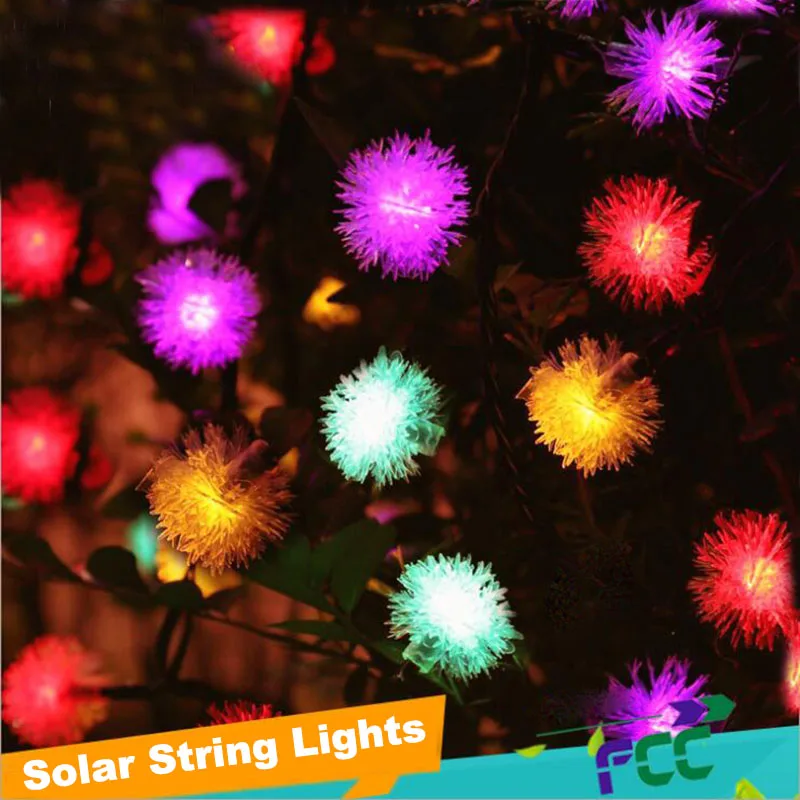 20LEDs lovely fuzzy ball string lights solar LED Christmas fairy lights