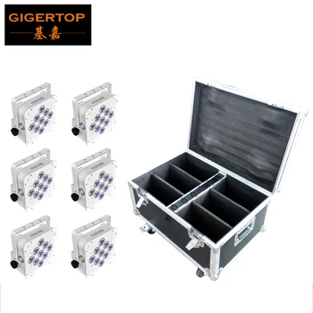 

TIPTOP Charging Roadcase 6XLOT 9x18W 6in1 RGBWA UV Battery Wireless LED Par Light ISO Luminair DMX512 Stage lighting 90V-240V