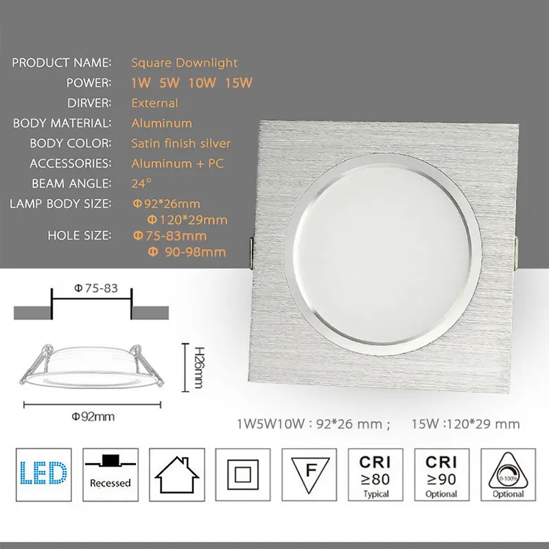 10 шт./лот светодиодный потолочный светильник сатиновый Серебряный Холодный/теплый белый Epistar встраиваемый шкаф светильник вниз AC 230 В 110 В для дома светильник ing