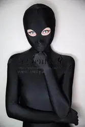 Черный спандекс Леди Zentai Костюм Fullbody Тесная Zentai костюм Новые Ткань женский комбинезон открытым Средства ухода для век