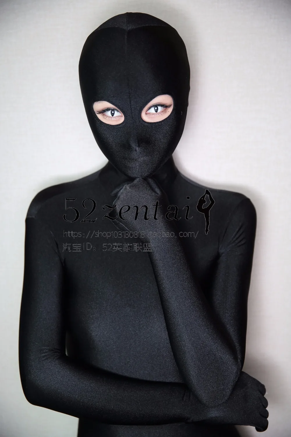 Черный спандекс Дамский монолитный костюм Zentai плотный зентай новейший тканевый