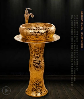 Best European-style Ceramic Bathroom Basin Sets Column Washbasin Counter Basin Artistic Magnificent Pool