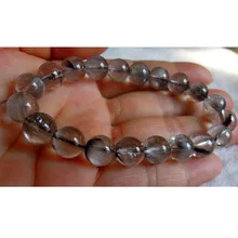 Скидок подлинный Серебряный брукит Рутиловый Кварц стрейч браслет с круглыми бусинами подходят ювелирные изделия 8,5 мм