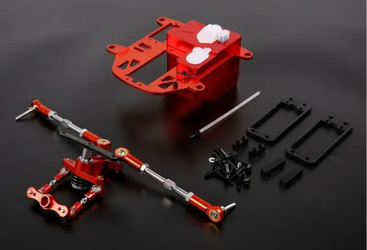 

CNC Alloy Symmetric Steering System with Metal Battery Case kit for 1/5 HPI Rovan KM Baja 5B 5T 5SC Rc Parts Upgrade