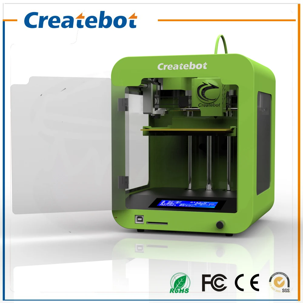 Createbot Super Mini 3D Printer kit High Quality LCD Build Size 85*80*94mm Greeen 3D Metal Printer With 1 Roll Filament SD Card