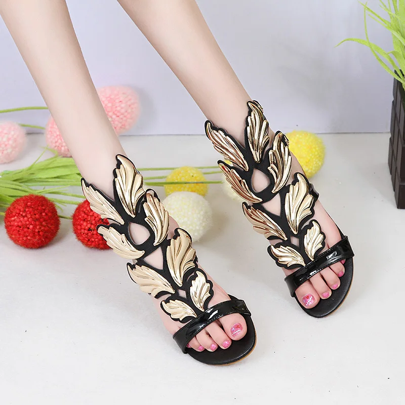 2017 summer European popular GZ patient leather gold leaf Golden flame