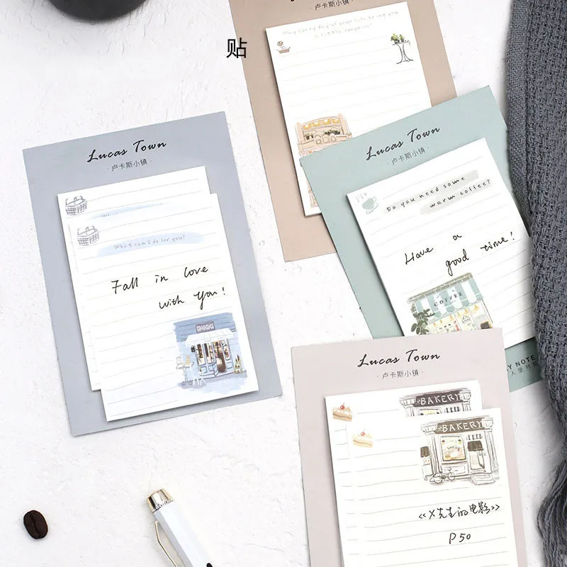

Hot Sale Creative Simple Warm Town Theme Memo Pad Sticky Notes 30 Sheets Self Adhesive Memo Markers Planner School Supplies