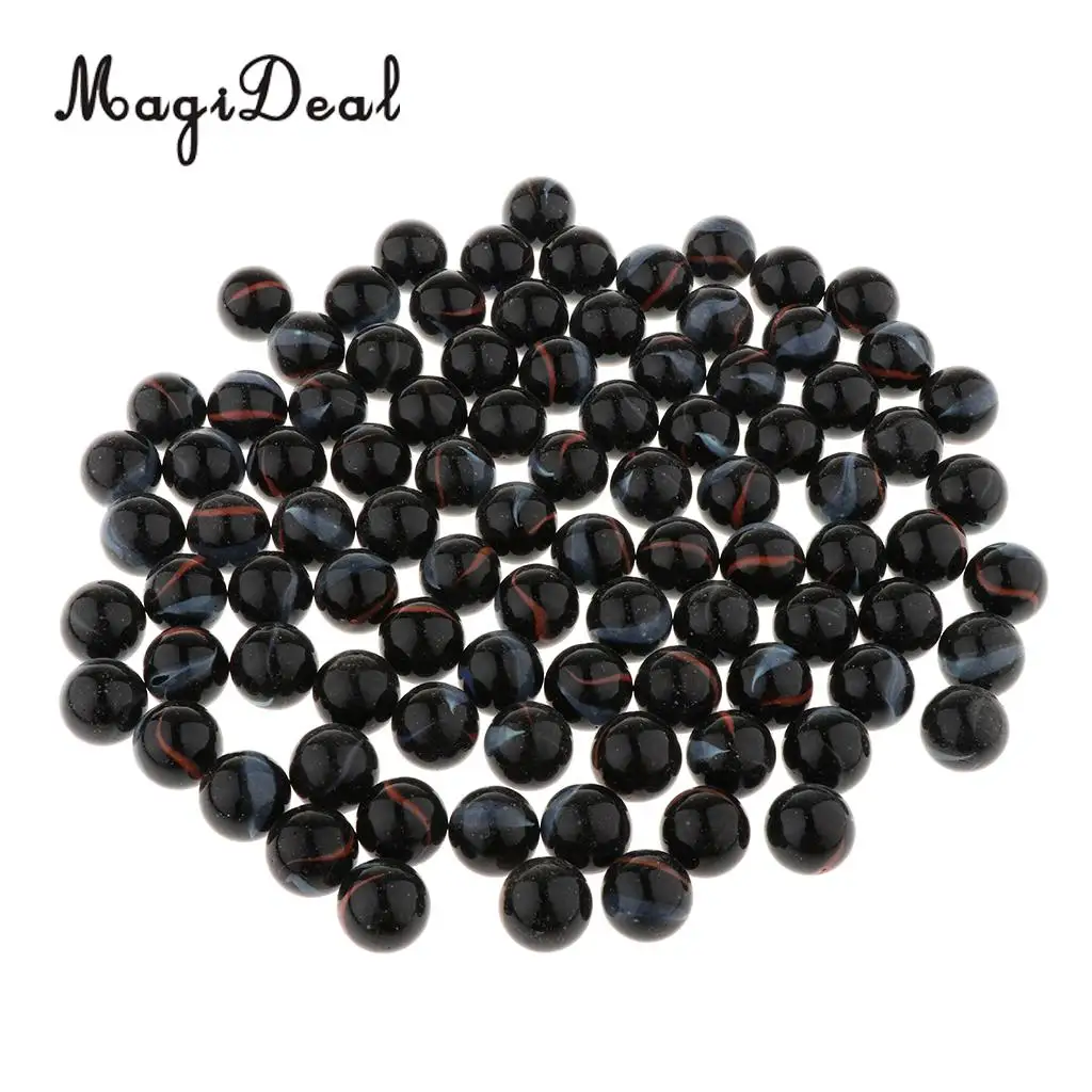 90PCS 16mm Colorful Glass Marbles, Kids Marble Run Game, Marble Solitaire Toy Accs Vase Filler & Fish Tank Home Decor - Black