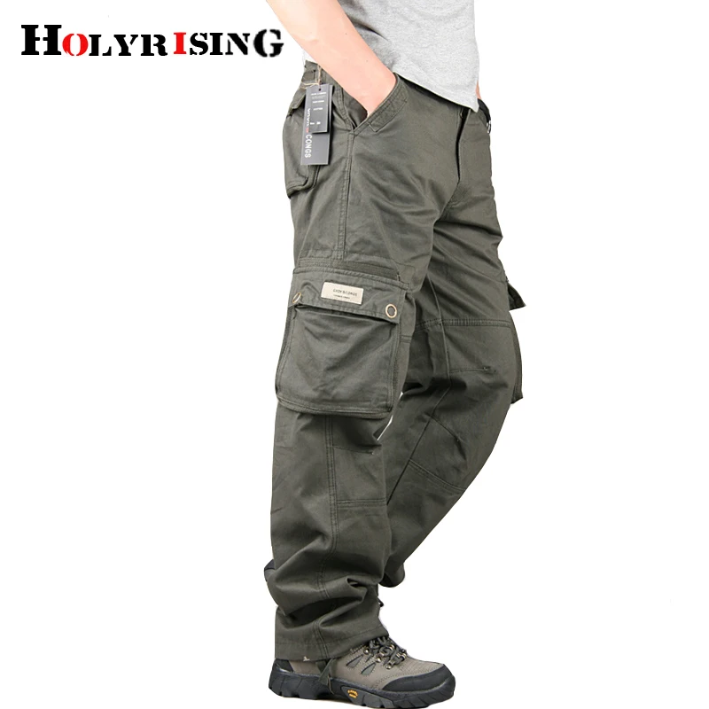 Holyrising, мужские брюки карго, хлопок, повседневные брюки, много карманов, pantalon homme, мужские Модные Военные брюки, мужские 18729-5
