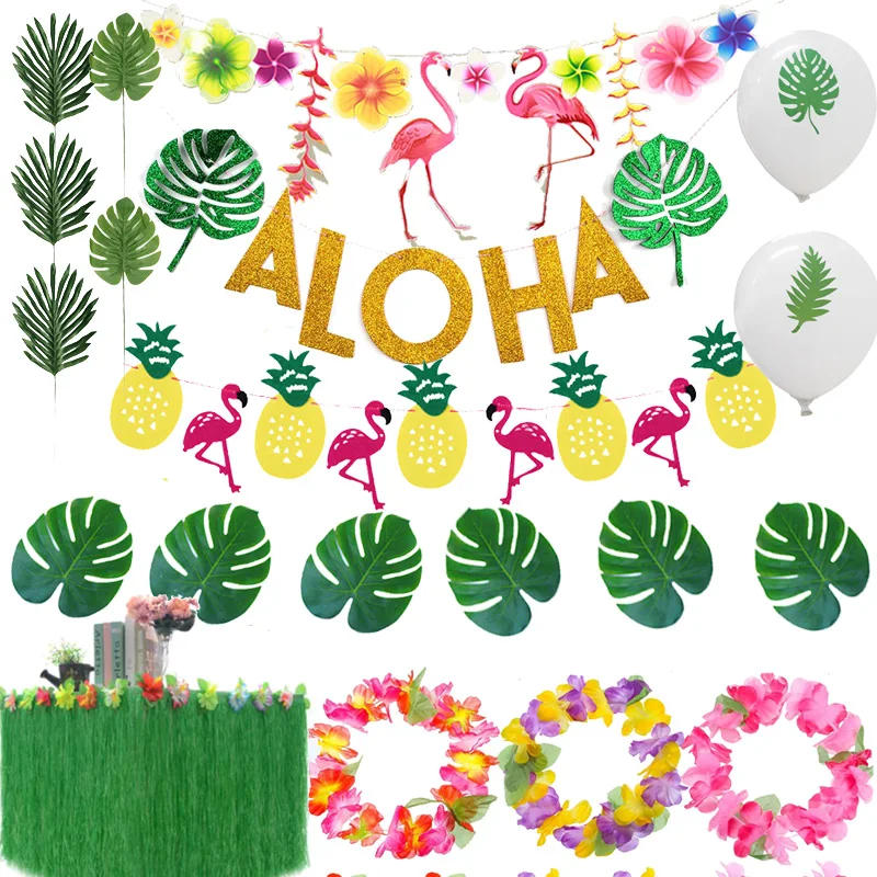 Гавайи участник Luau декоративный, с рисунком Фламинго ананас «Aloha» баннер для свадьбы и дня рождения летняя Гавайская тропическая вечерние Декор