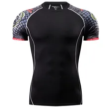 Мужские компрессионные футболки Skeleton MMA Rashguard Keep Fit fitness с коротким рукавом базовый слой облегающие футболки для тяжелой атлетики