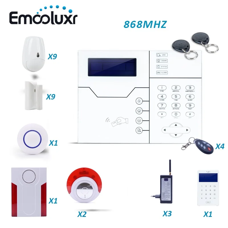 

868MHz Alarm System TCP IP Network GSM Security Alarm with Pet Friendly PIR Sensor and Flashing Siren