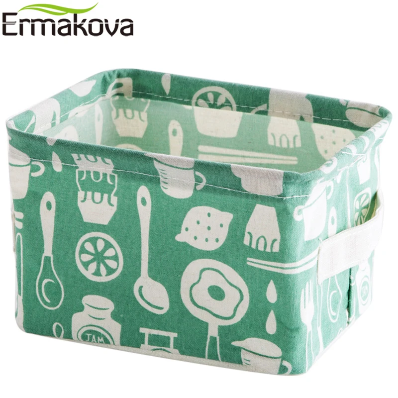 ERMAKOVA Fabric Storage Basket Folding Sundries Bag Nursery Storage Basket Bin Cloth Container Organizer Bin with Handle 6