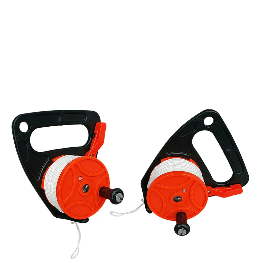 

2 Pieces Scuba Diving Wreck SMB Dive Reel with Handle and 150ft Line Orange Lightweight Portable Durable Plastic Nylon
