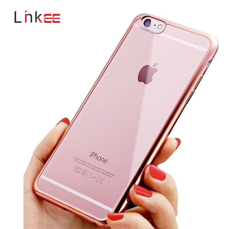 

Linkee Case for iPhone X 8 7 6 6s Plus 5 5s SE Clear Back Cover Shock-Absorption Transparent Soft Electroplate Anti-Scratch