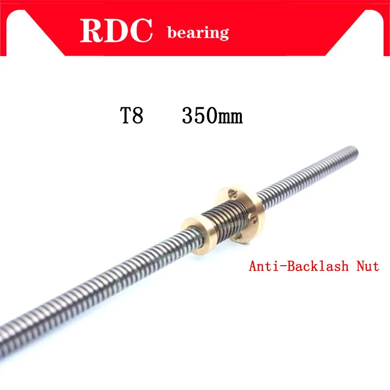 

T8+350MM Anti-Backlash Nut + 350 mm T-type Stepper Motor Trapezoidal Lead Screw 8MM Thread 8mm T8 For 3D Printer & CNC