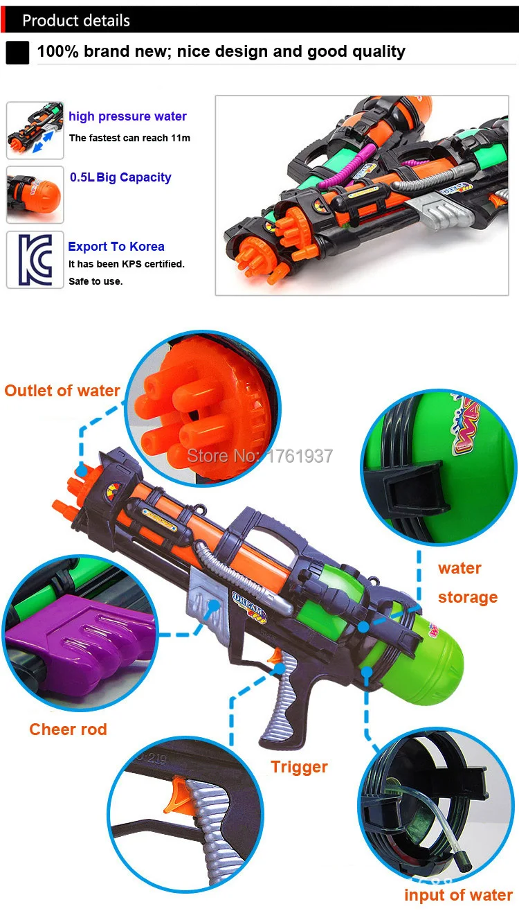 Большие пластиковые игрушки; лучший подарок для детский водяной пистолет Надувное давление пистолет стрельба брызгающий водой игрушка