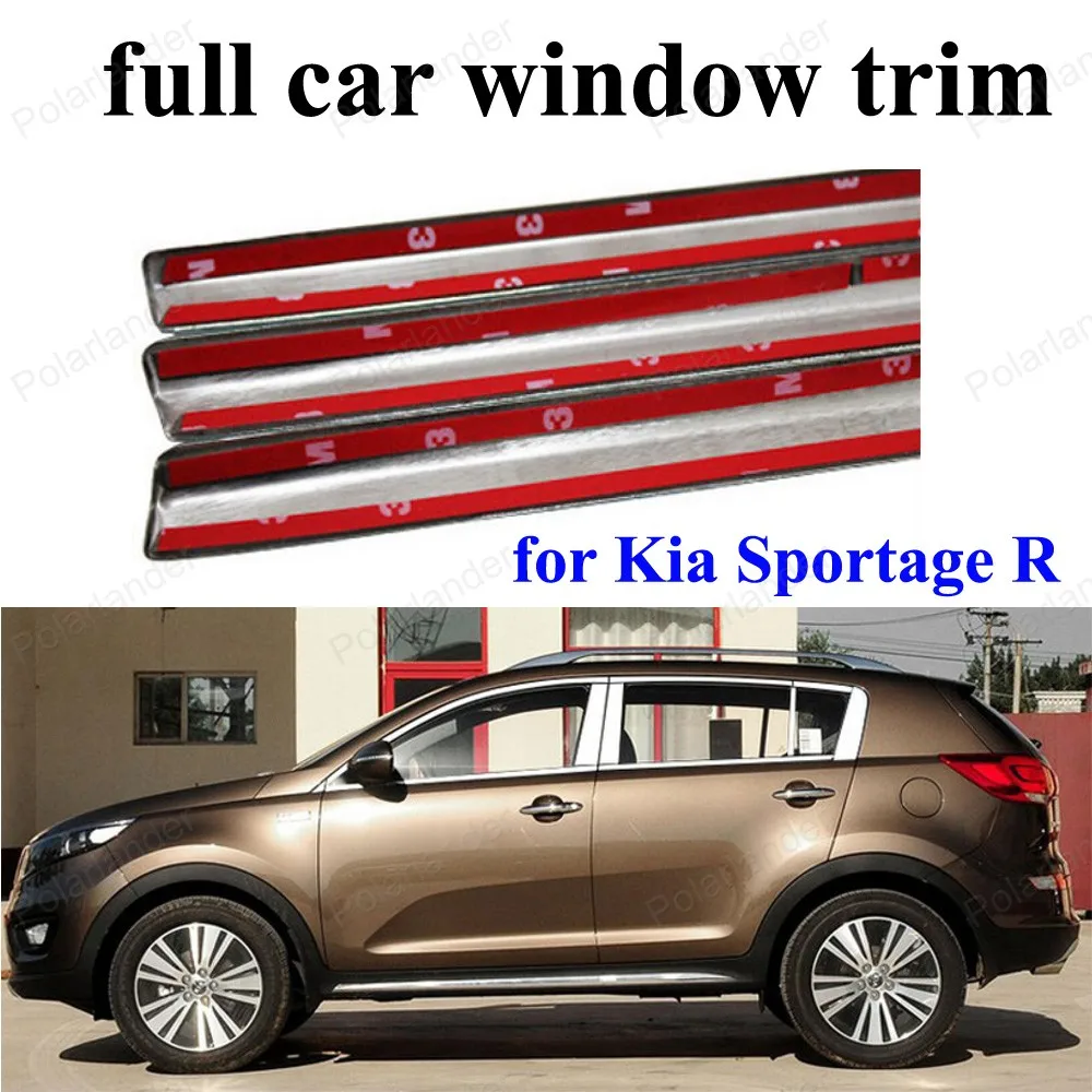 

Car Styling For K-ia Sportage R Stainless Steel Sill Strip Exterior Car Accessories full Window Trim with column