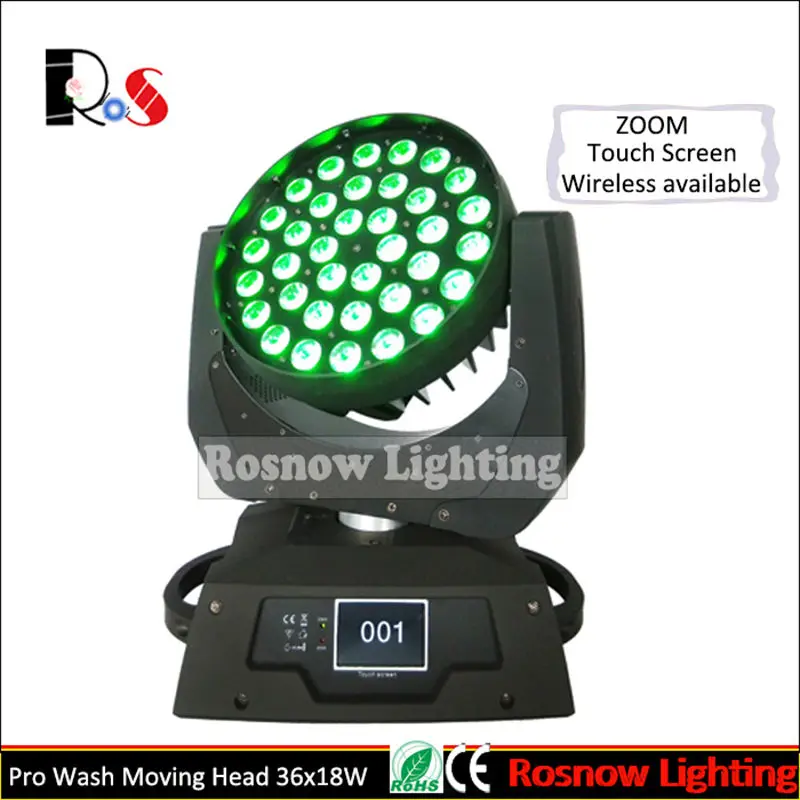 

4lights+1 Fly case ZOOM LED Moving Head LED Wash Wireless DMX built-in RGBWA+UV 36x18W DJ Stage Lightings for Tours