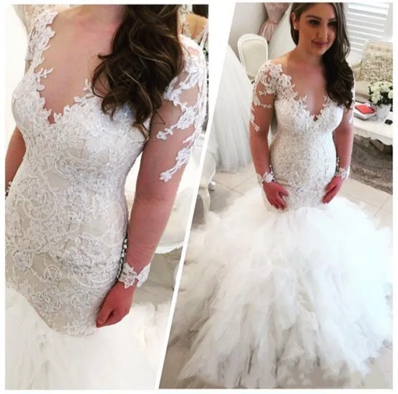 

Long Sleeves Vestido De Noiva 2019 Muslim Wedding Dresses Mermaid Tulle Lace Beaded Turkey Dubai Arabic Wedding Gown Bridal