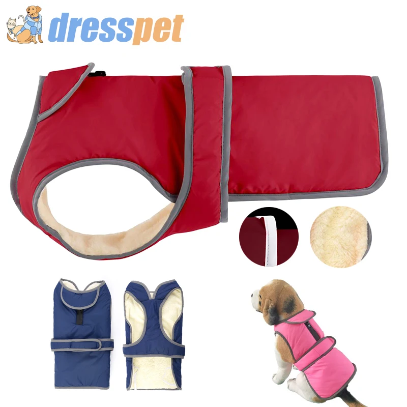 

DRESSPET Pet Products Ropa Para Perro Winter Dog Clothes For French Bulldog Warm Wool Coat Reflective Jacket Dogs Pets Clothing