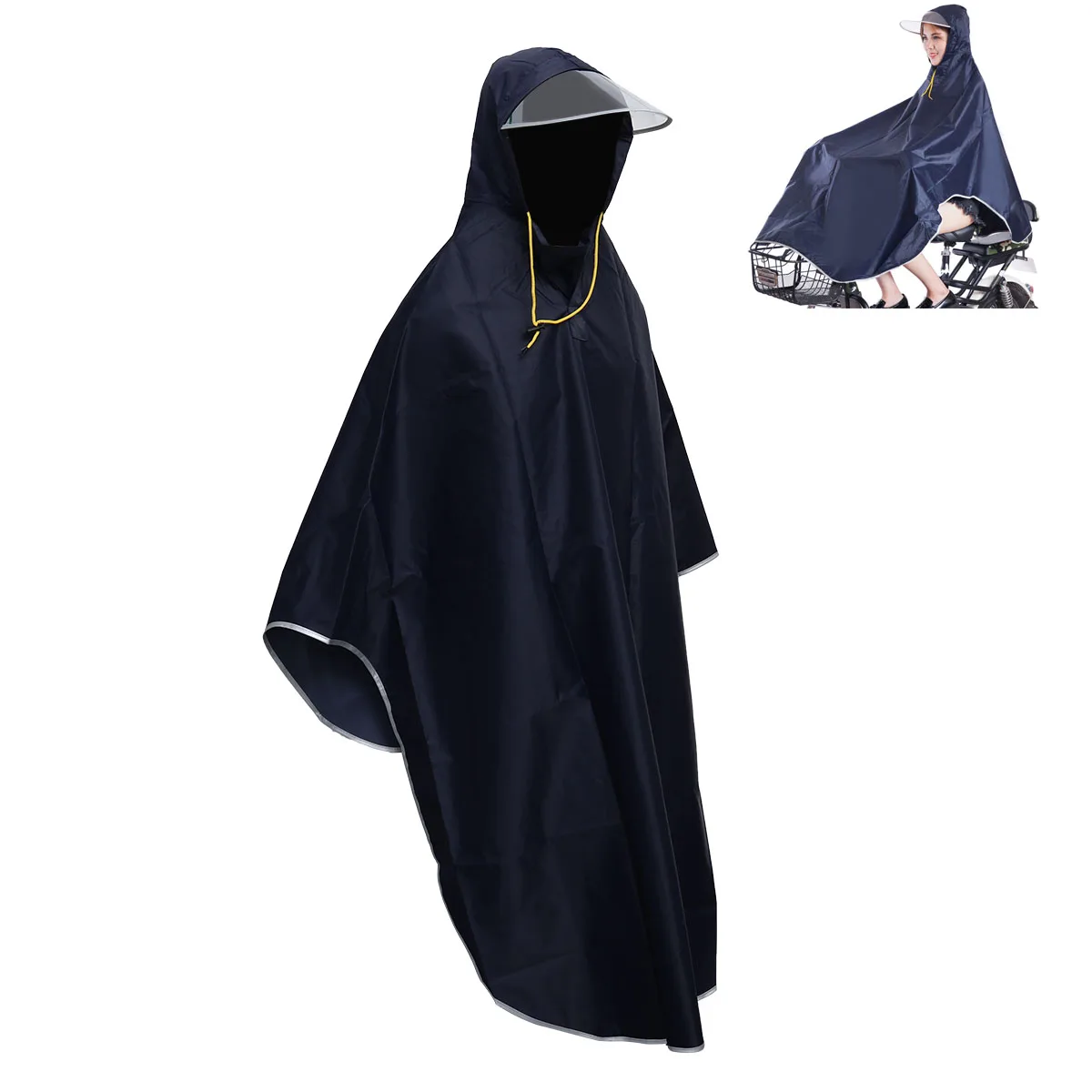 

Mens Womens Cycling Bicycle Bike Raincoat Rain Cape Poncho Hooded Windproof Waterproof Rain Coat Mobility Scooter Cover