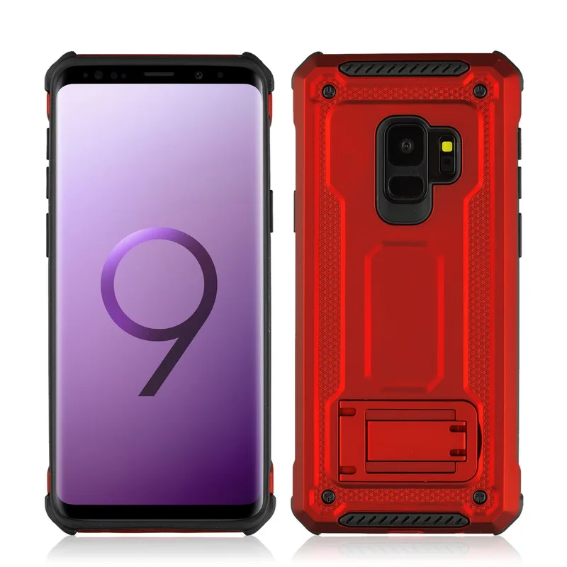 TPFIX противоударный бампер для samsung Galaxy S10 чехол автомобильный Магнитный силиконовый PC чехол для телефона для Galaxy S7 S8 S9 S10 Plus Чехол подставка - Цвет: Red