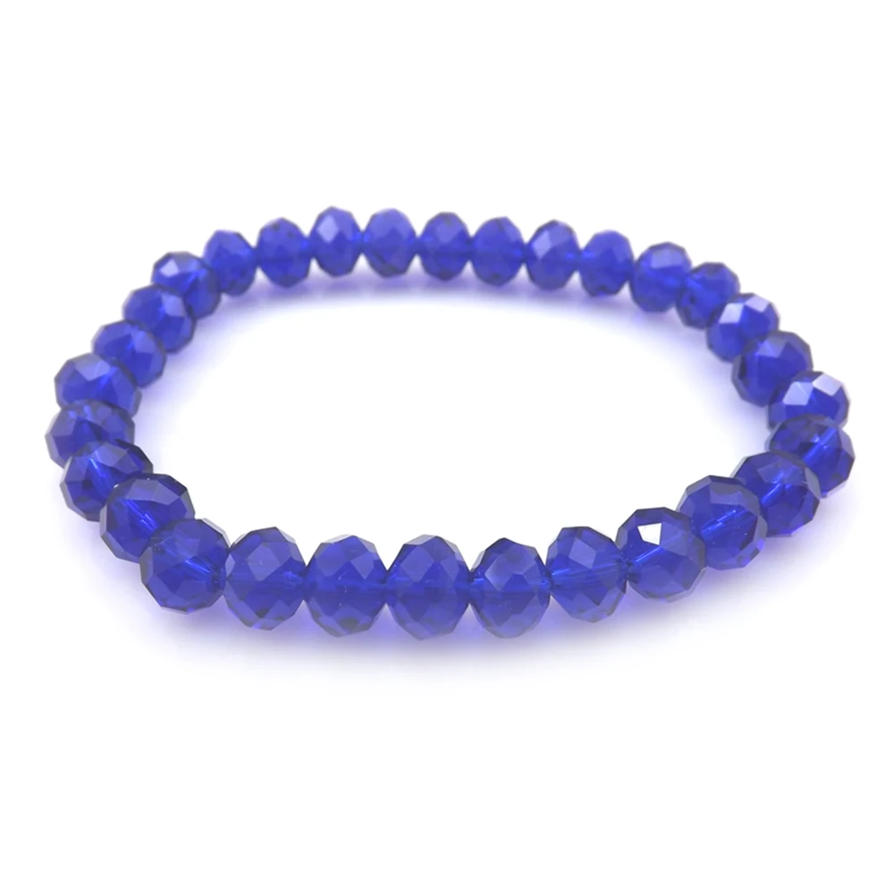 Royal Blue 8mm Faceted Crystal Beaded Bracelet For Women Simple Style Bracelets 20pcs/lot Free