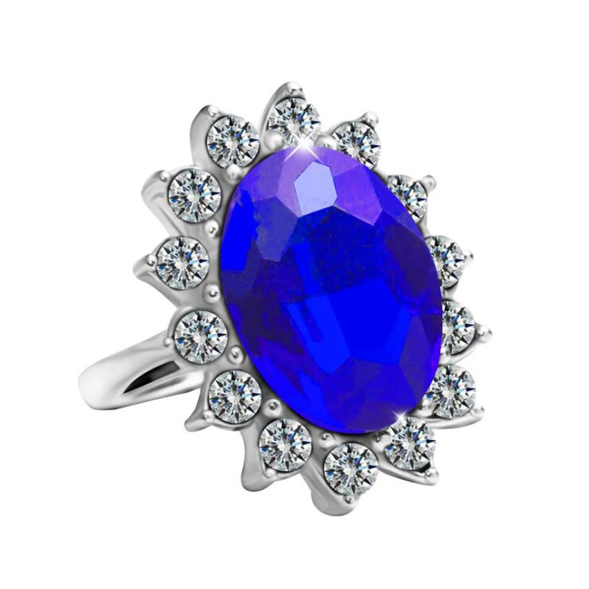 Модные кольца для женщин обручальное кольцо Tiffan Jewelry Bague Princess Kate синее