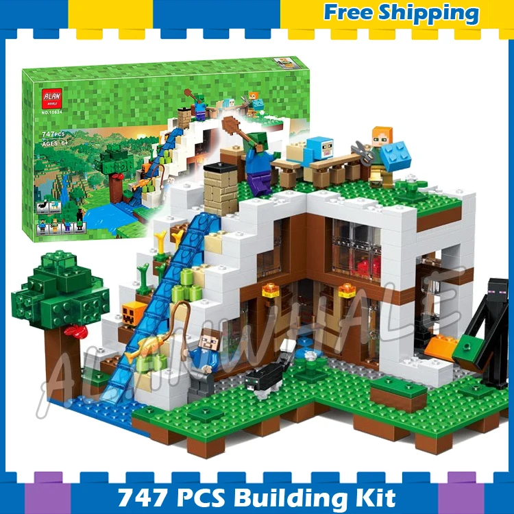 

747pcs My World The Waterfall Base Lava Roof Garden 10624 Model Building Blocks Toys Bricks Compatible with Lego Minecrafted