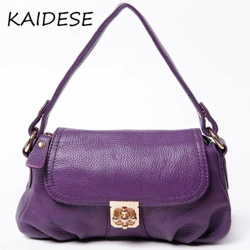 

KAIDESE 2017 fashionable leather handbag, stitch head layer, cowhide leisure bag, horizontal square bag cover bag, black handbag