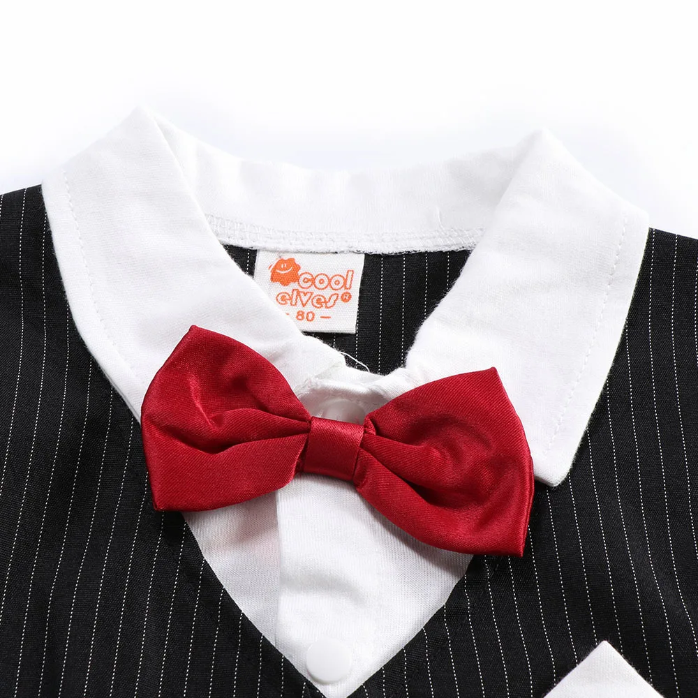 (3 шт./лот) детская одежда для маленьких мальчиков джентльменов комбинезон Свадьба полосатый Infantile Bow Tie комбинезон летний костюм