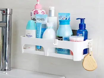 

Bathroom Storage Holder Make Up accessory storage shelf plastic storage rack holder bathroom wall stick storage rack