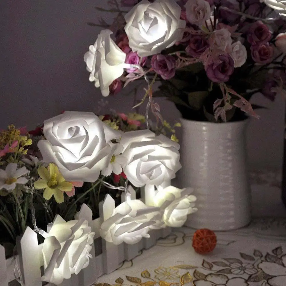 20 светодиодный 2 м теплый белый на батарейках розовая цепочка цветов Свадьба День Святого Валентина Фея лампа ночник наружное