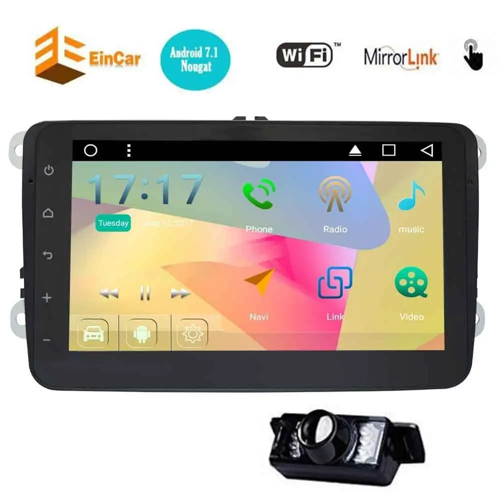 Perfect GPS Navigation for Car Stereo 2Din Bluetooth Android 7.1 Sat Nav for VW Tiguan Golf Passat Jetta Skoda with Backup Camera&canbus 0