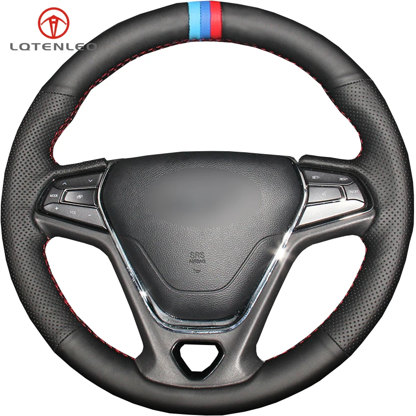 

LQTENLEO Black Genuine Leather DIY Hand-stitched Car Steering Wheel Cover For Chery Arrizo 5 5e 2016-2018 Tiggo 3X 3xe 2016-2018