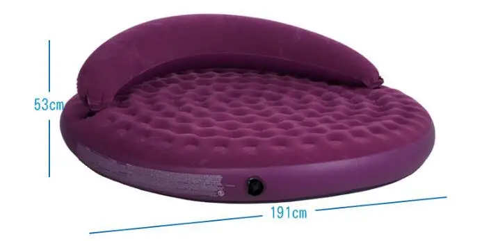 191*53 см надувной Флокированный диван-кровать гостиная диван круглый надувной матрас со спинкой - Цвет: Фиолетовый