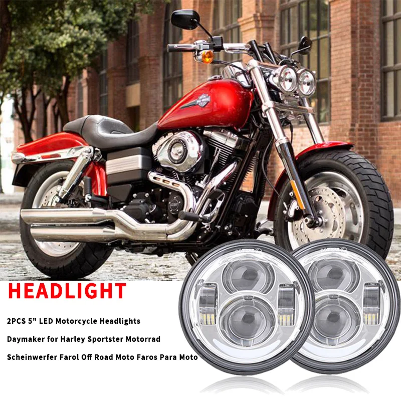 Светодиодный налобный фонарь для Harley Dyna Fat Bob 5 дюймов 2 шт. двойной светодиодный с